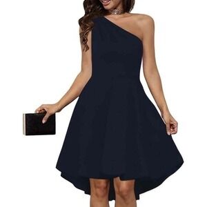 Sarin Mathews One Shoulder Asymmetrical Hi Low Minimalist Party Dress Large